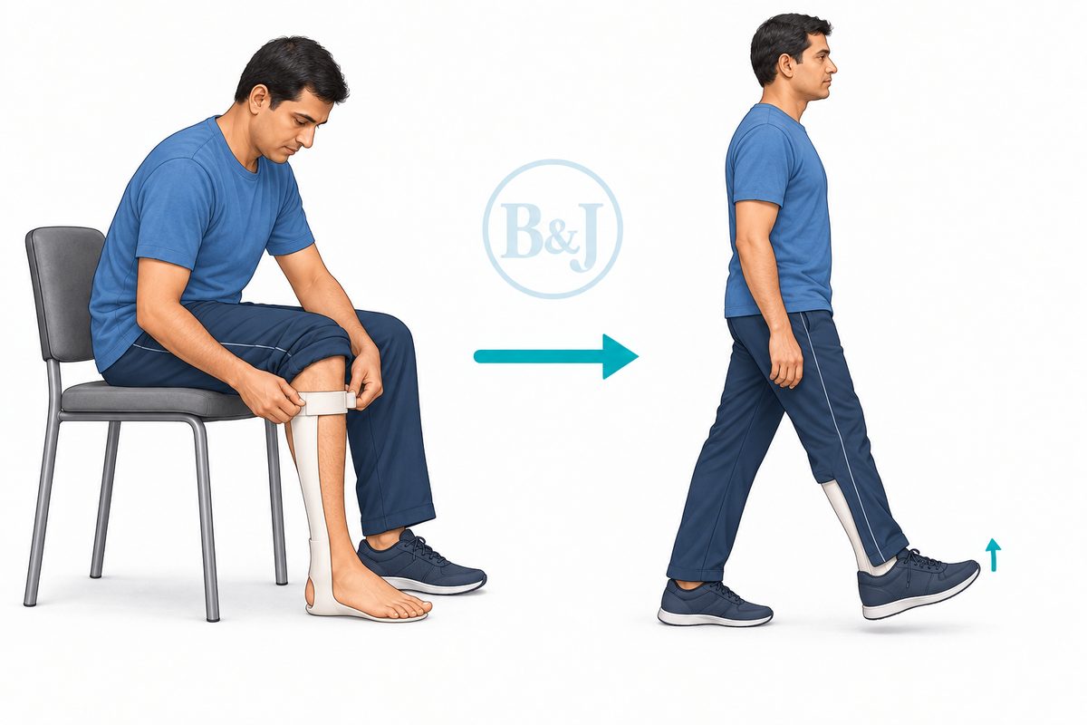 Wearing the foot-drop splint