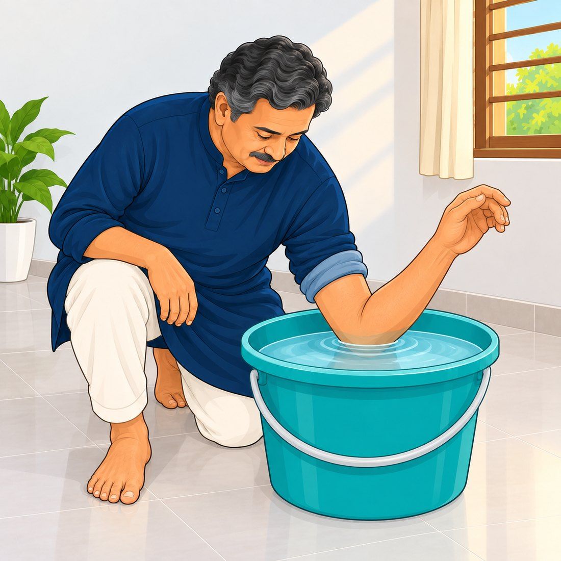 Test water with your elbow